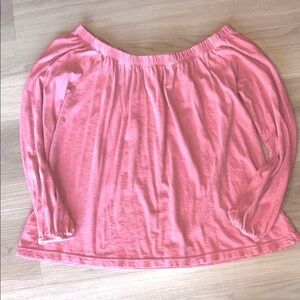 Sunnyside Off The Shoulder Pima Cotton Top XS Pink Relaxed Loose Casual Soft